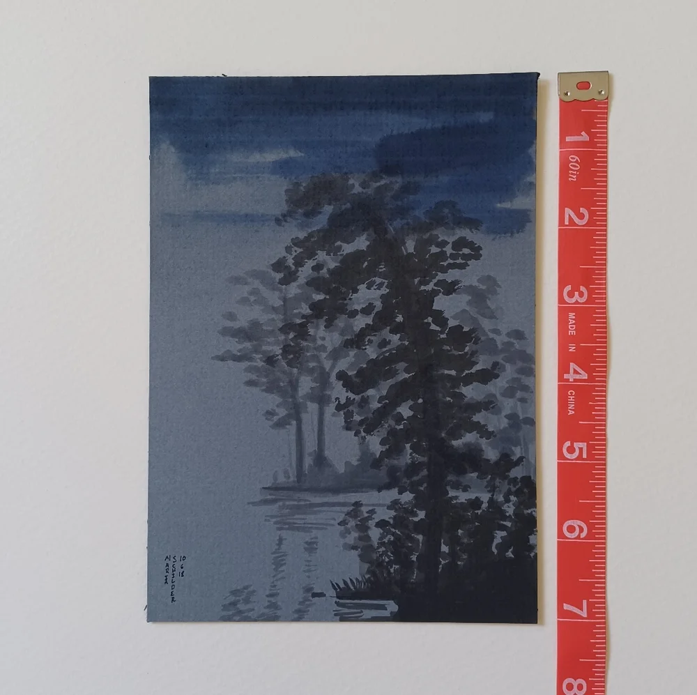ORIGINAL ART Swamp Trees watercolor on Mat Board 5